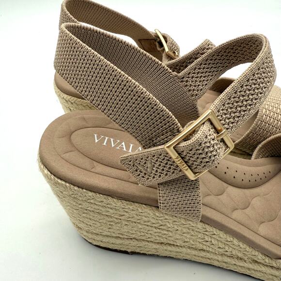 Vivaia Sally Pro Wedge Sandals Old Money Casual Knit Platform Comfort Almond 8.5 - Picture 2 of 8